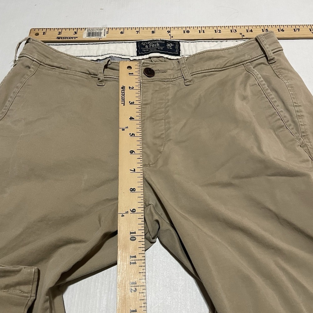 Abercrombie Fitch Pants Mens 30 X 29 Chino Felix Super Slim Stretch Beige Khaki - Picture 3 of 7